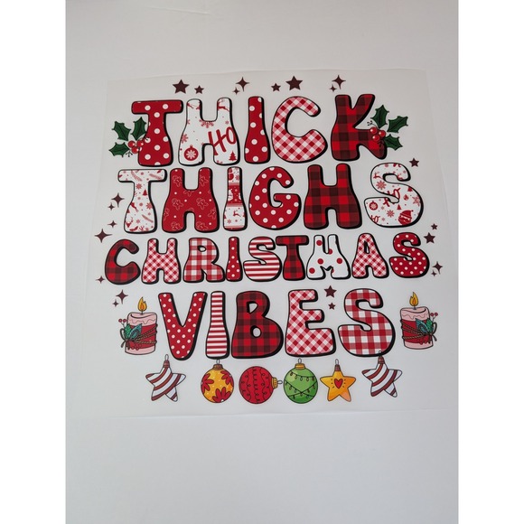 Accessories - Christmas Vibes Thick Thighs Red Buffalo Plaid Heat Transfer Design
